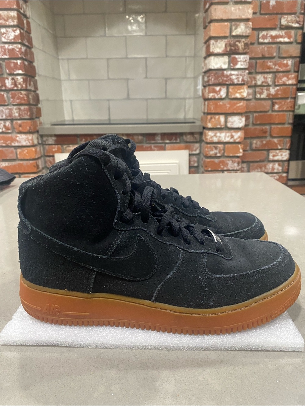 nike AF1 air force one high tops black suede gun sole womens 9.5